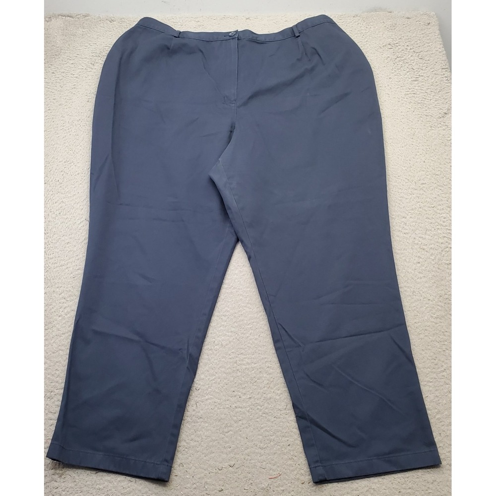 L.L. Bean Trouser Pants Women 26W Blue Cotton Original Fit Elastic Waist Outdoor